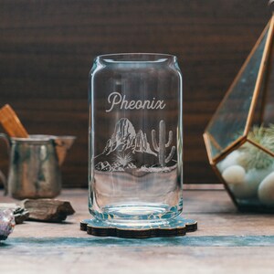 Custom Name Text Engraved Glasses | Desert Theme, Personalized Drinkware for Beer, Whiskey, Wine, Cocktails, Home Decor, Wild Western Gift