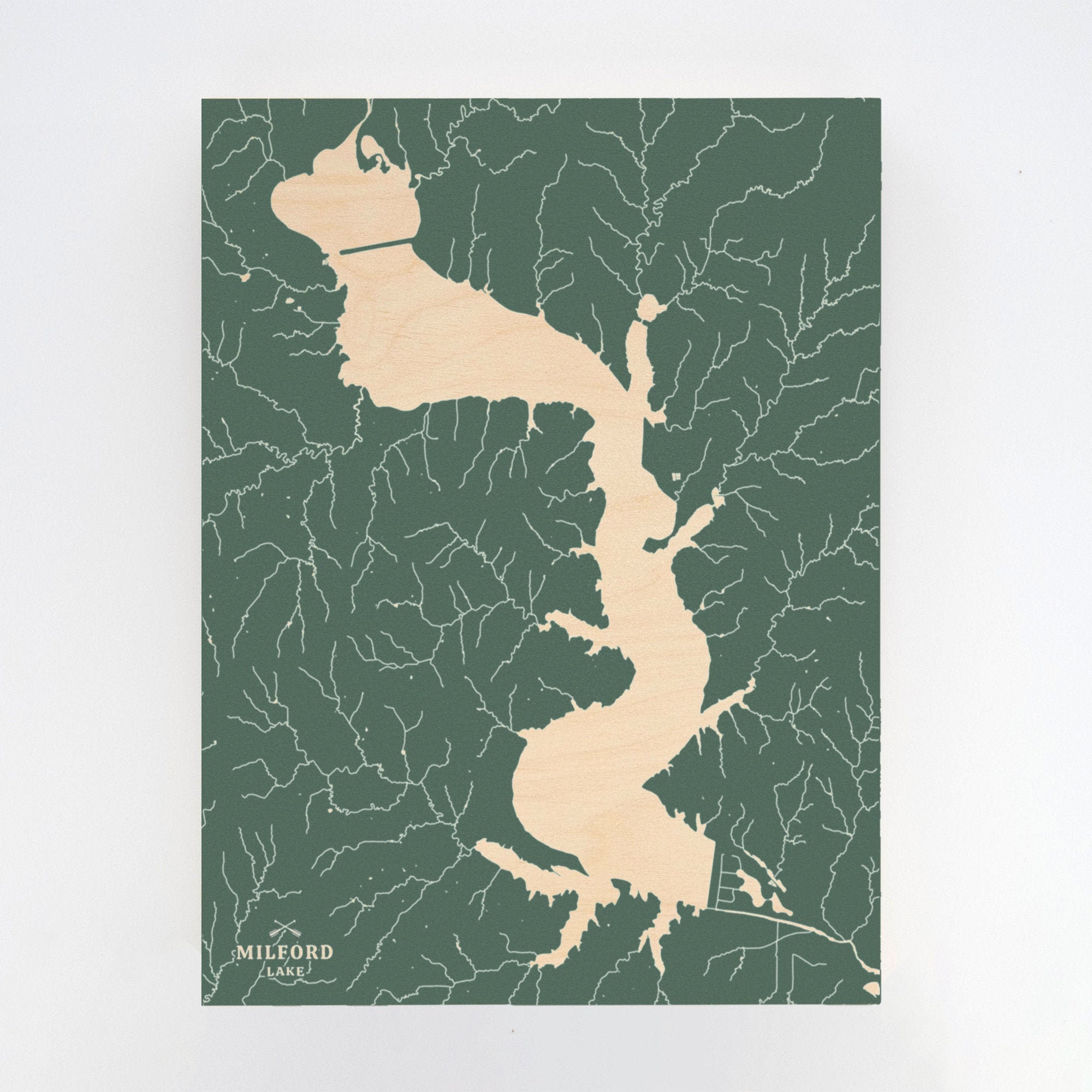 Milford Lake Kansas Engraved Wood Wall Art Map Lake House Etsy