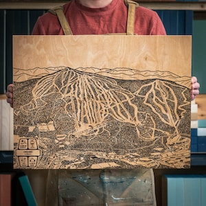 Okemo Vermont Ski Loipe Karte | Gravierte Holz Wand Kunst, Winter Sport Cabin Dekor, Snowboard Berg Weg Poster, personalisierte Geschenk für die Familie