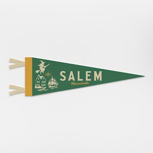 Salem Massachusetts vilten wimpel | Stadspandoekposter. Vintage huisdecor met vlag van de trots van de stad en de staat. Reiscadeau VS afbeelding 1