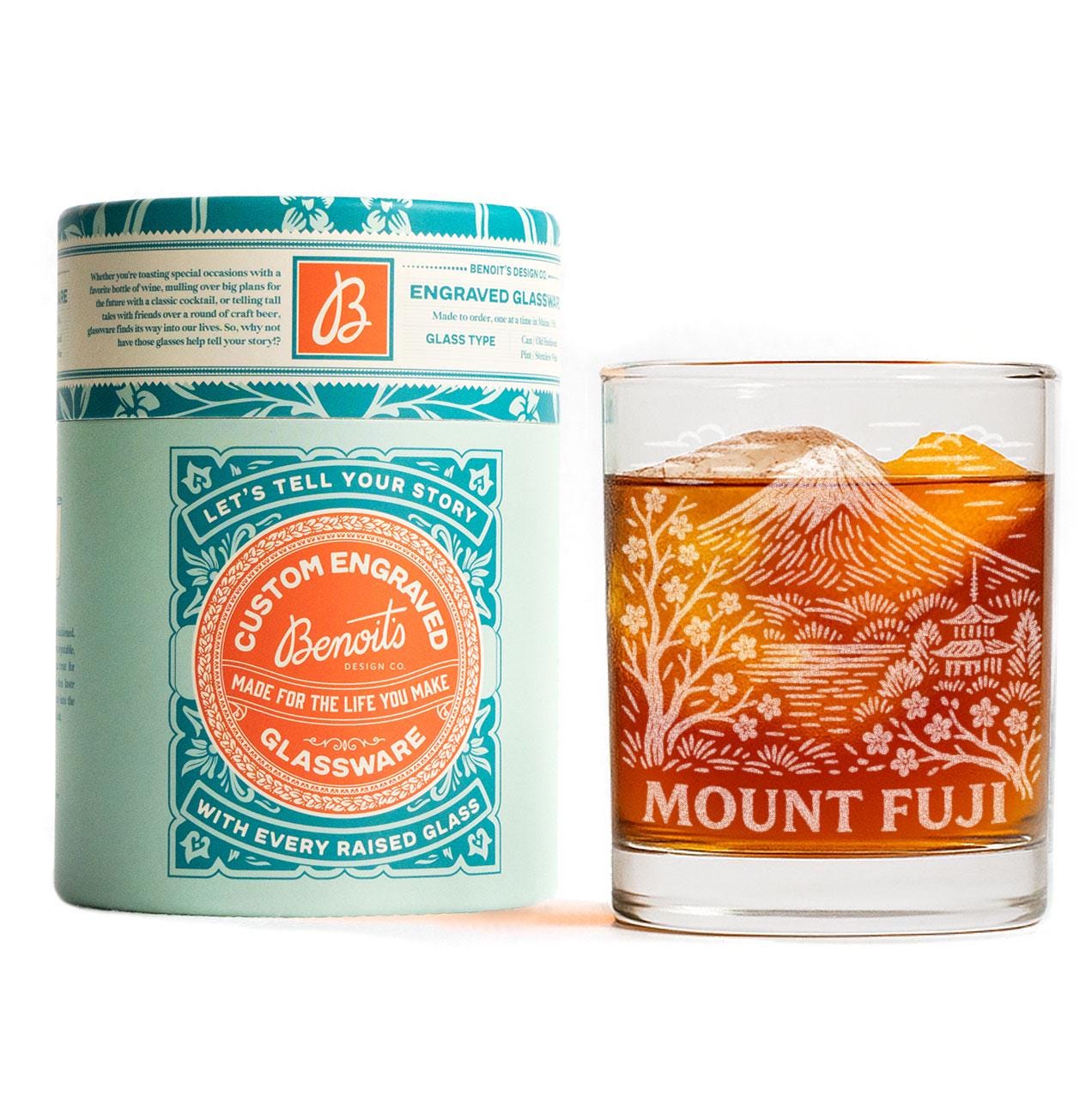 Mount Fuji Japan Glass | Laser Etched Travel Glassware, Engraved