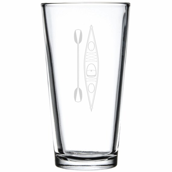 Kayak Etched Pint Glasses Set of 2 Etched Glassware Lake Etsy