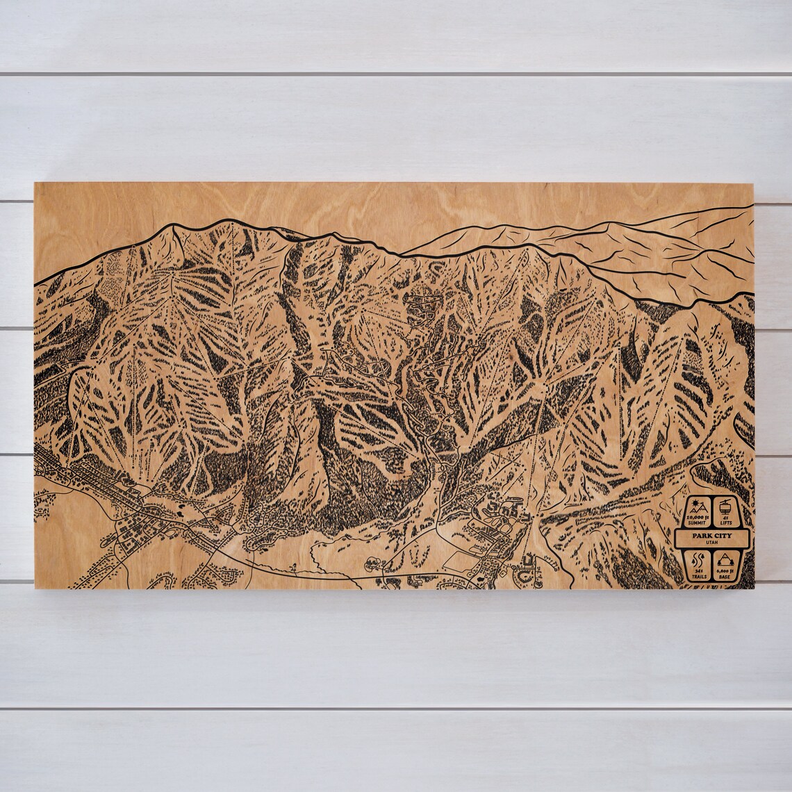 Park City Utah Trail Map Engrave Wood Wall Art Ski Trail Etsy
