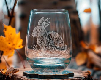 Bunny Rabbit Glass | Laser Etched Woodland Animal Glass, Engraved