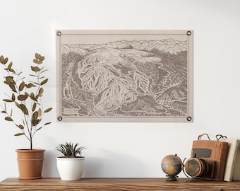 Winter Park Colorado Mountain Map Felt Poster Banner | Vintage ski snowboard mountain wall art gift. Flag pennant home decor. USA Handmade