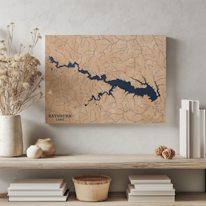 Rathburn Lake Iowa | Benutzerdefinierte See Karte Wohnkultur, personalisierte See Haus Geschenk, Jahrestag Hochzeitslager Geschenk, gravierte Holz Wandkunst