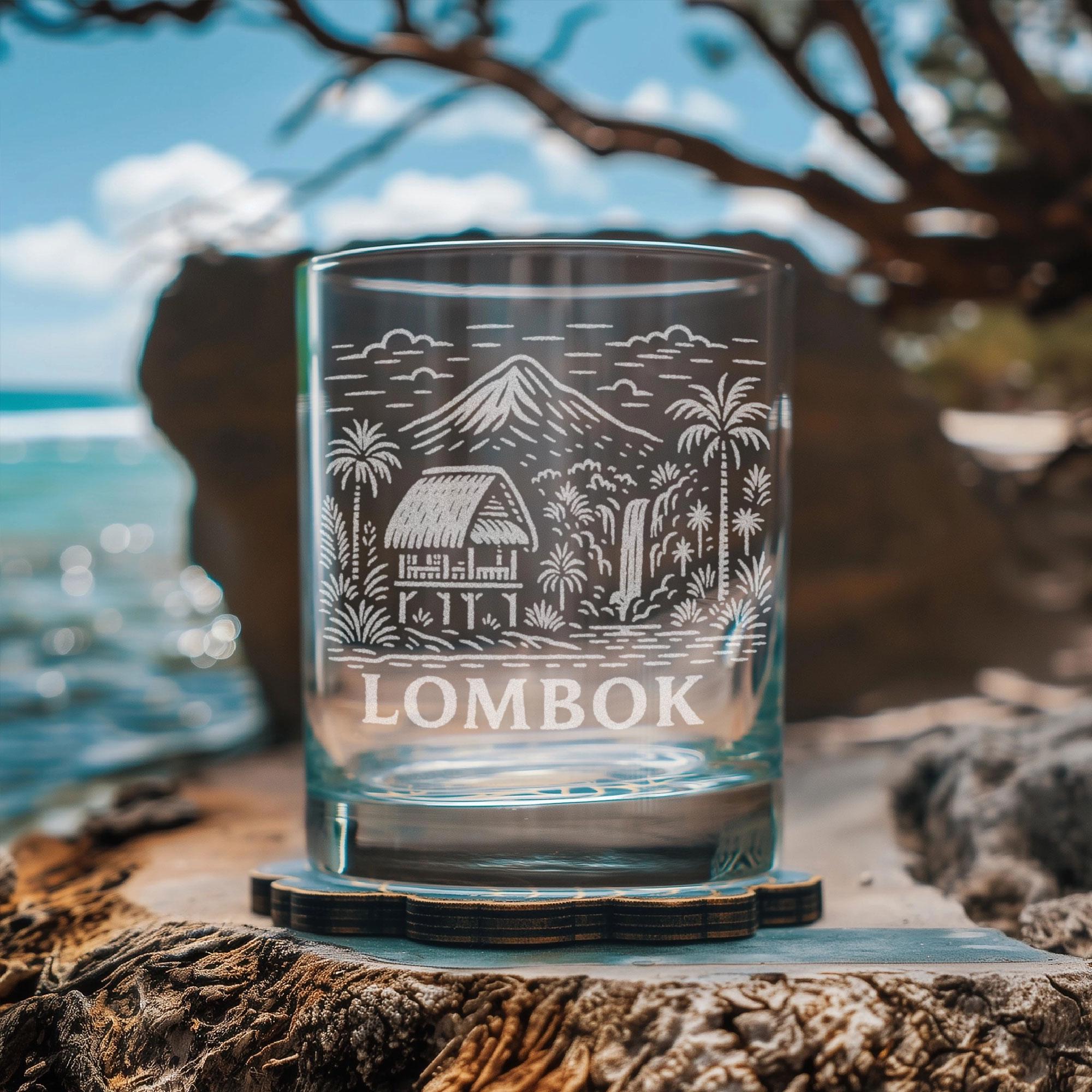 Lombok Indonesia Glass | Laser Etched Travel Glassware, Engraved