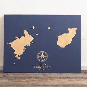 Isla Mariatas, Mexico Map | Engraved Wood Coastal Chart Wall Art Sign, Beach Home Decor Nautical Print, Unique Personalized Family Gift