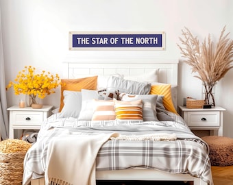 The Star of the North Felt Sign Banner | Vintage style Minnesota State Motto Banner, Inspirational Decor, American Wall Art Gift