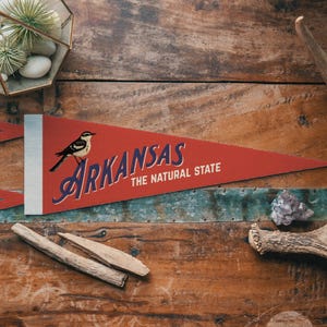 Arkansas Felt Pennant | The Natural State Banner. Northern Mockingbird Inspired Vintage Home Decor. USA Handmade Adventure Wanderlust Gift