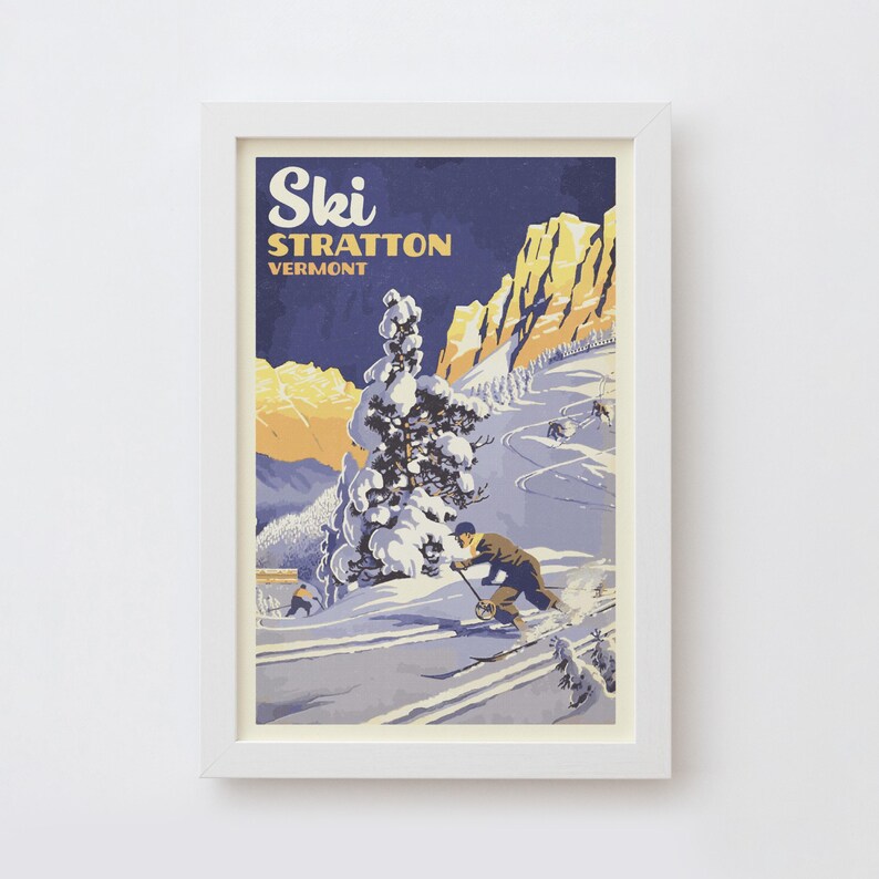 Stratton Vermont Art Print | Vintage Style Ski Poster Wall Art, Retro ...