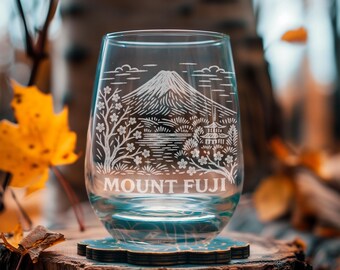 Mount Fuji Japan Glass | Laser Etched Travel Glassware, Engraved