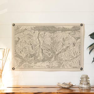 Park City Utah Mountain Map Felt Poster Banner | Vintage ski snowboard mountain wall art gift. Flag pennant home decor. USA Handmade image 3