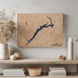 Lake Nockamixon Pennsylvania | Benutzerdefinierte See Karte Wohnkultur, personalisierte See Haus Geschenk, Jahrestag Hochzeitslager Geschenk, gravierte Wandkunst