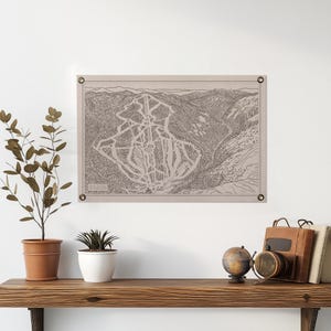 Wildcat NH Mountain Map Felt Poster Banner / Vintage sci snowboard montagna arte murale regalo. Bandiera gagliardetto arredamento casa. USA fatto a mano