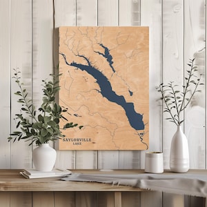 Saylorville See Iowa | Benutzerdefinierte See Karte Wohnkultur, personalisierte See Haus Geschenk, Jahrestag Hochzeitslager Geschenk, gravierte Holz Wandkunst
