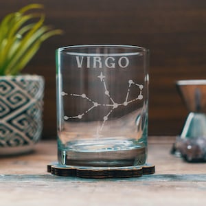 Virgo Zodiac Engraved Glasses | Personalized astrology constellation glassware for beer, whiskey, wine and cocktail, home decor & gift