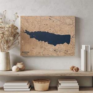 Oneida Lake New York | Benutzerdefinierte See Karte Wohnkultur, personalisierte See Haus Geschenk, Jahrestag Hochzeitslager Geschenk, gravierte Holz Wandkunst
