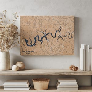 Old Hickory Lake Tennessee / Decorazione per la casa con mappa personalizzata del lago, regalo personalizzato per casa sul lago, regalo per anniversario di matrimonio, arte murale in legno incisa