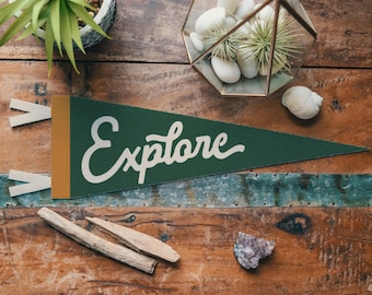 Explore Felt Pennant | Vintage Adventure Design, Fun Kids' Room Decor, Typography Gift for a Friend, Inspirational Nursery Wall Art