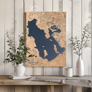 Großer Salzsee Utah | Benutzerdefinierte See Karte Wohnkultur, personalisierte See Haus Geschenk, Jahrestag Hochzeitslager Geschenk, gravierte Holz Wandkunst
