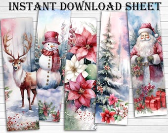 Printbare bladwijzers voor de winter. Digitale download (5 per vel)