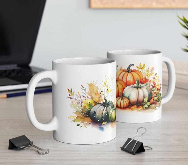 Autumn Harvest Ceramic Mug: Fall Decor, Seasonal Coffee Cup - Etsy