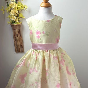 Vintage Yellow and Pink Handmade Summer Dress, Size 3/4