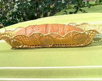 Vintage Decorative Loaf Bread Basket, 16" x 6"