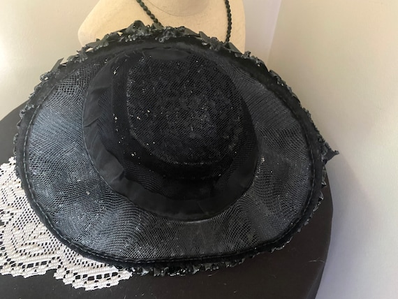 Vintage Black Raffia Women's Hat, 1960s - image 7