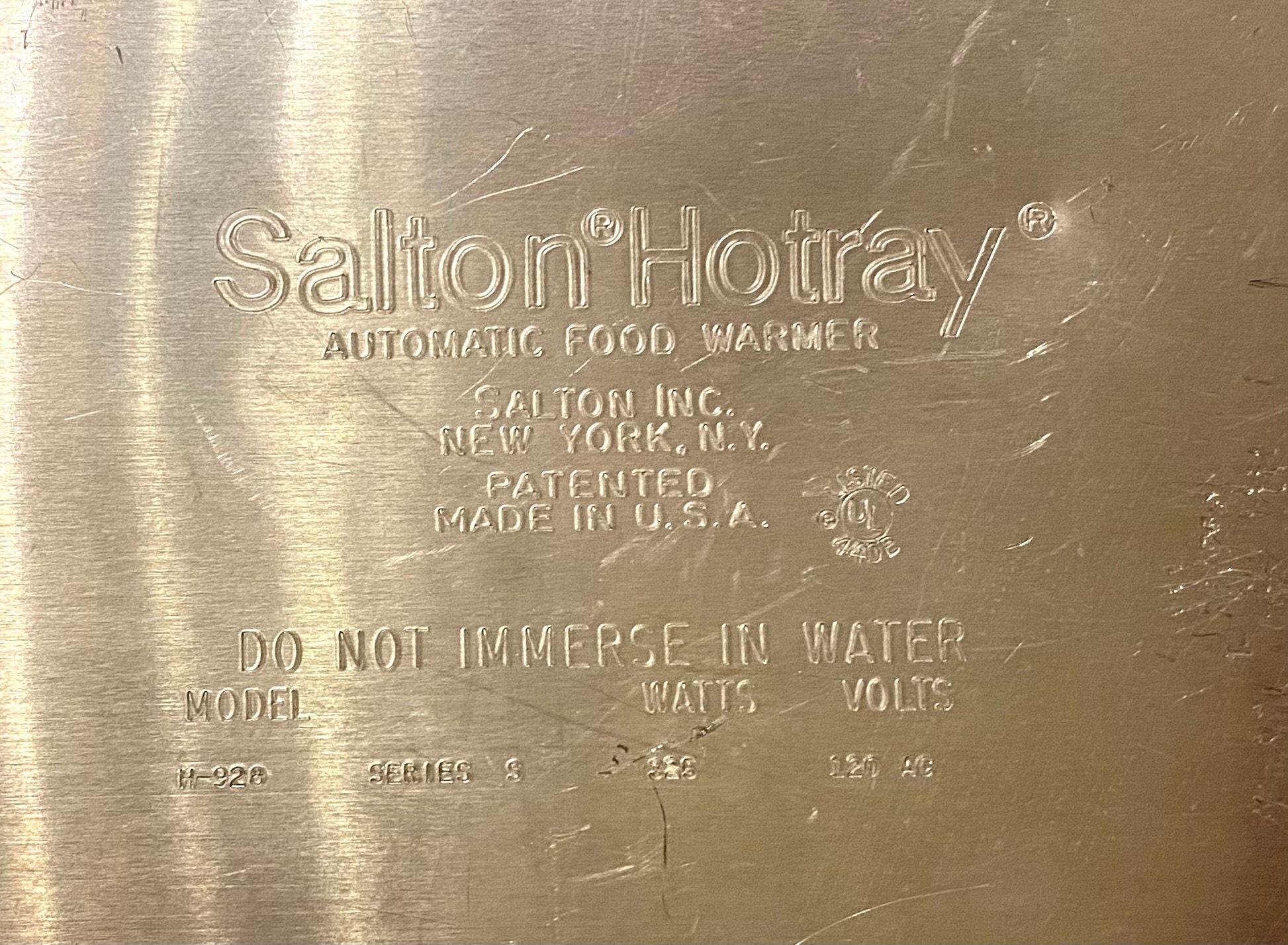 VINTAGE Salton H-928 – Grand Plateau Chauffant électrique – Verre Brun/argent – USA