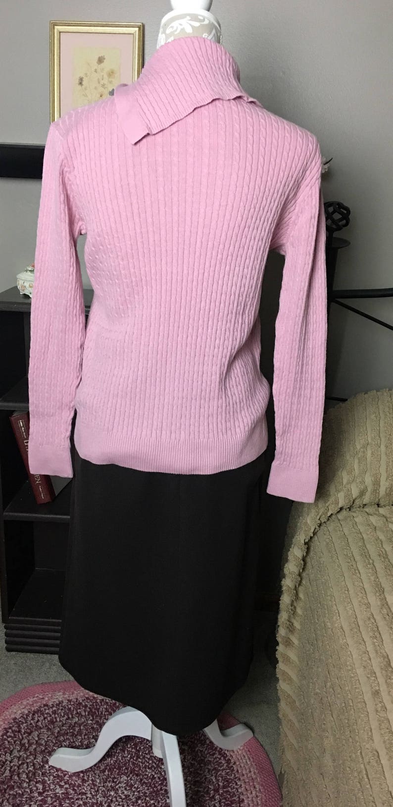 Vintage Split Cowl Collar Pink Rib Knit Sweater Size S/M - Etsy
