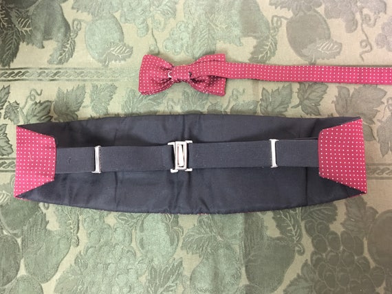 Vintage Cranberry/Dark Red Cummerbund and Matchin… - image 5