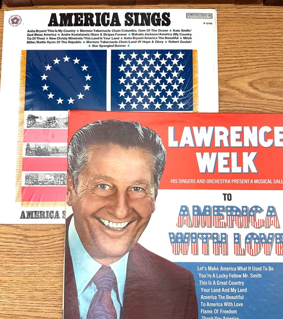Vintage Vinyl Record Albums, "To America with Love" and "America Sings"