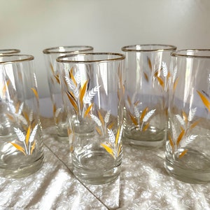 Vintage Libbey Wheat Spray 12 oz Glasses, Set of 6
