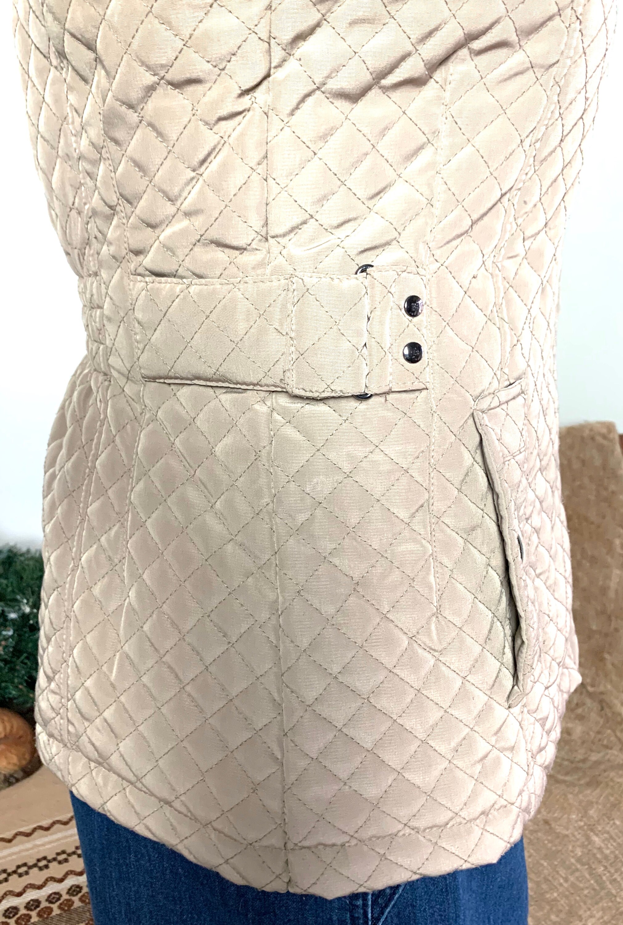 Giacca Gallery Beige Quilted Jacket Size L Etsy