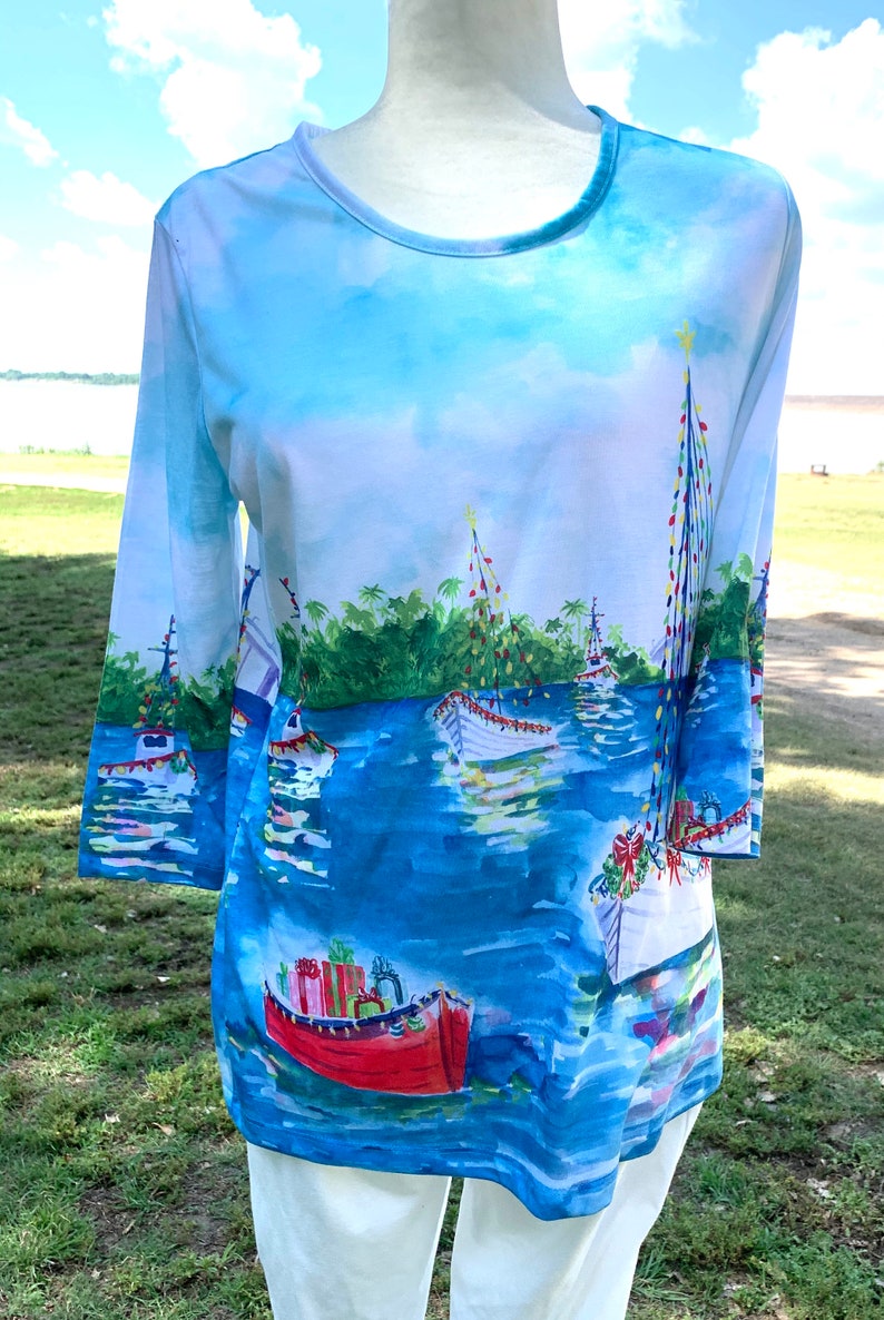 Harbor Days Sailboats Shirt with Collar by Baby Club Chic