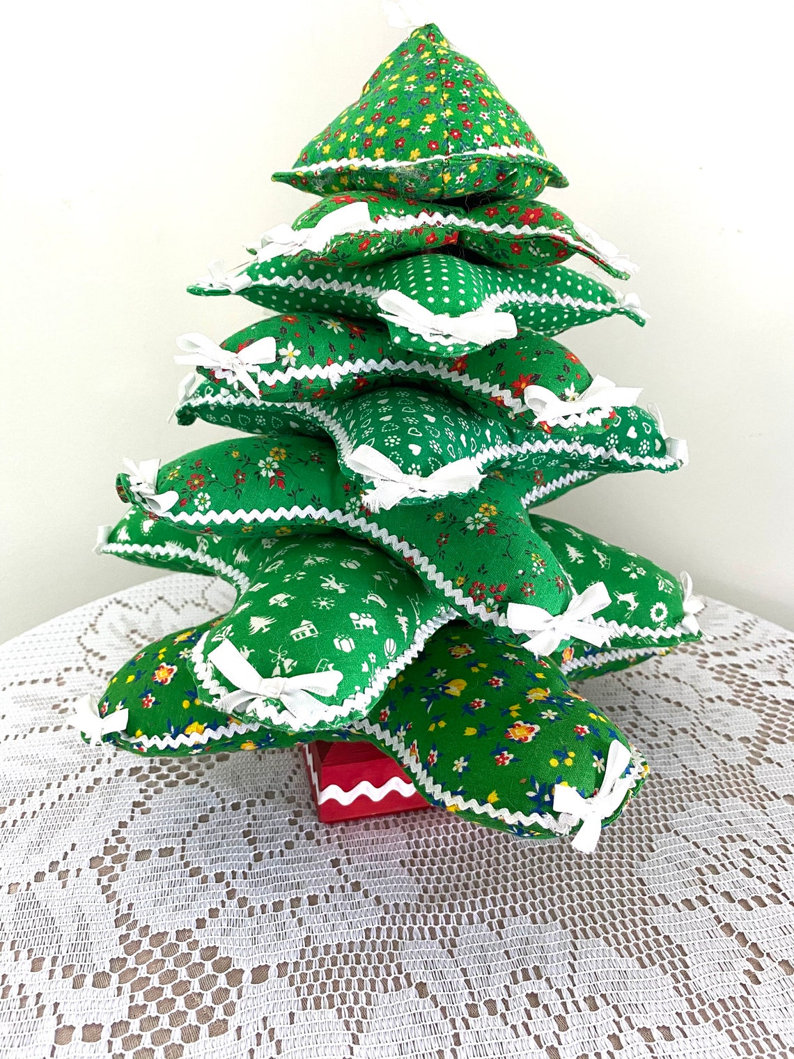Vintage Handmade Calico Christmas Tree 1980s Etsy