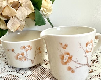 Vintage Corning China Blossom Cream and Sugar Set, Made in USA