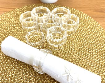 Vintage Crystal Napkin Rings with Case, Set of 12