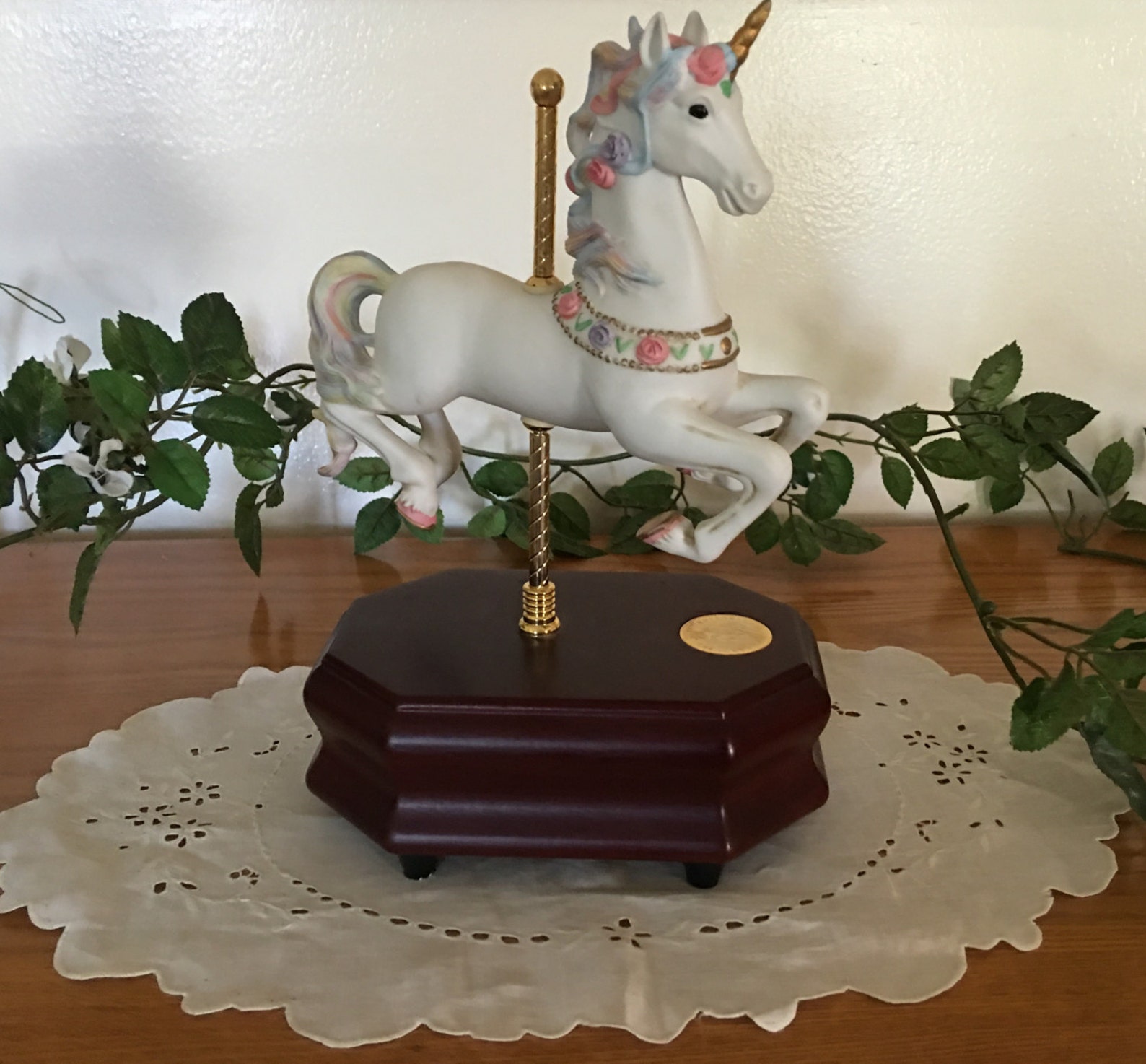 Lefton Carousel Collection Unicorn Music Box 1990 Etsy