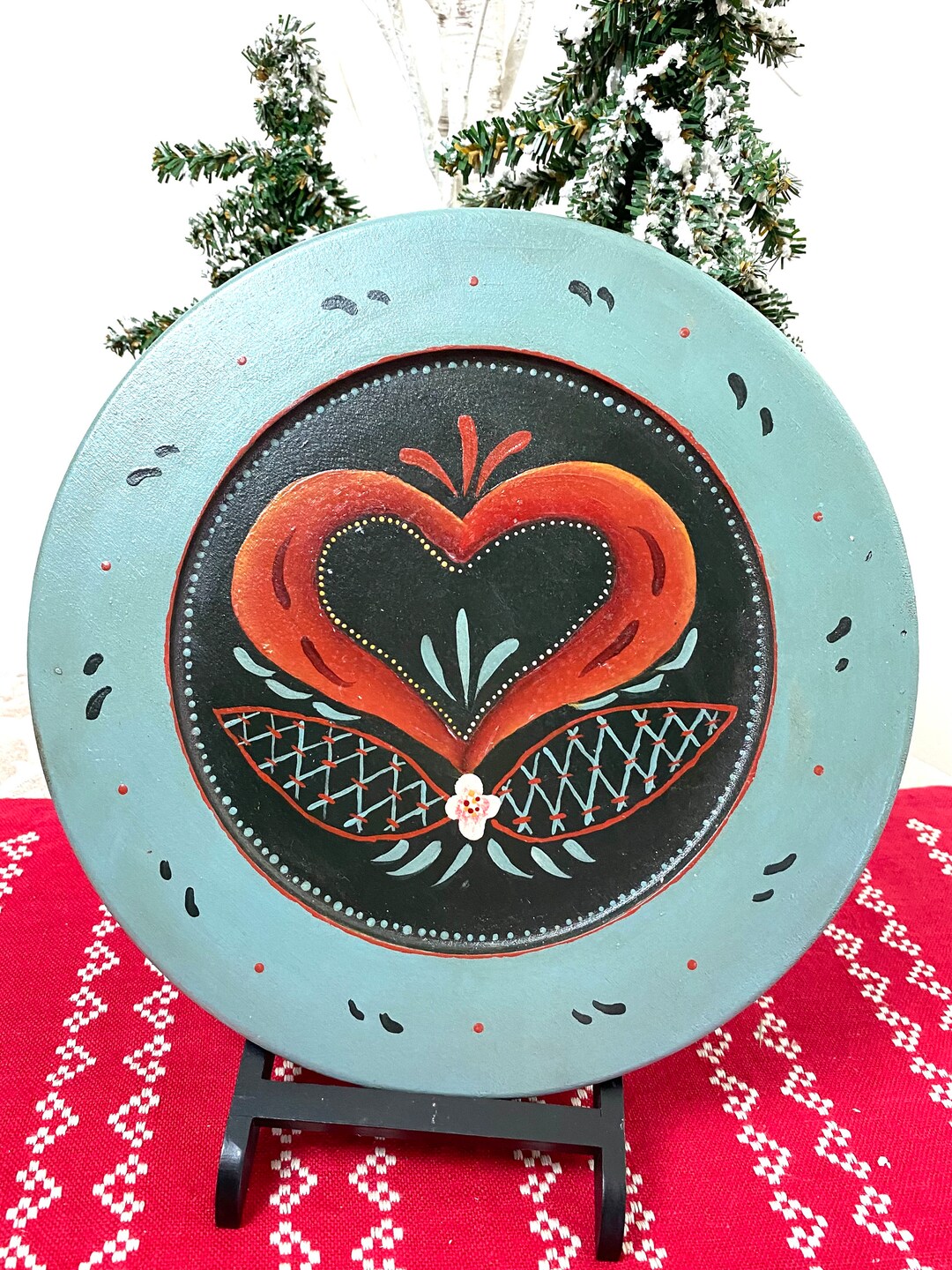 Hand Painted Folk Art Wooden Plate Wall Decor, 9 1/2 Etsy