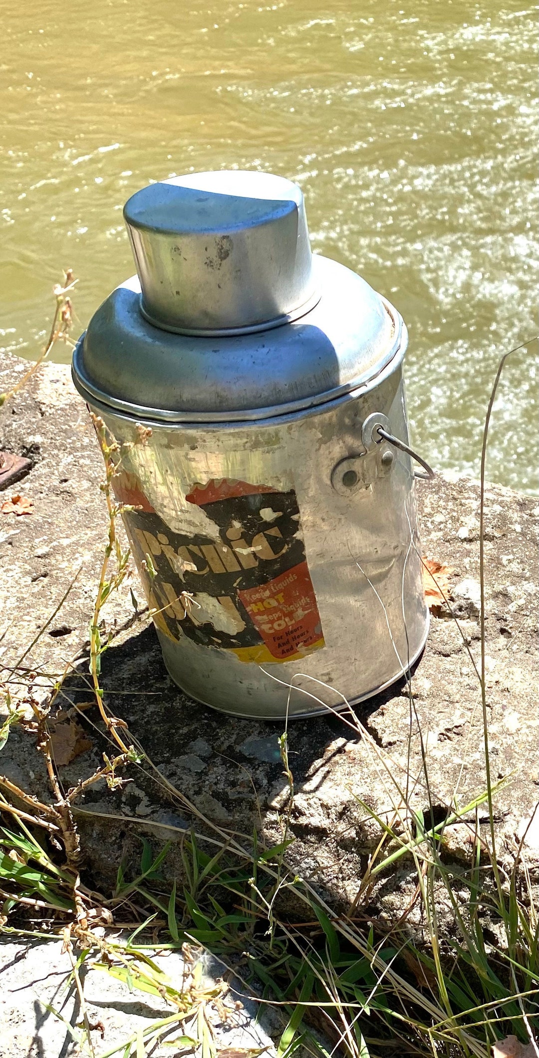 Vintage Aluminum Faris Fishing/picnic Water Jug With Glass 1/2 Etsy
