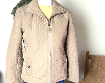 Giacca Gallery Beige Quilted Jacket, Size L - Etsy