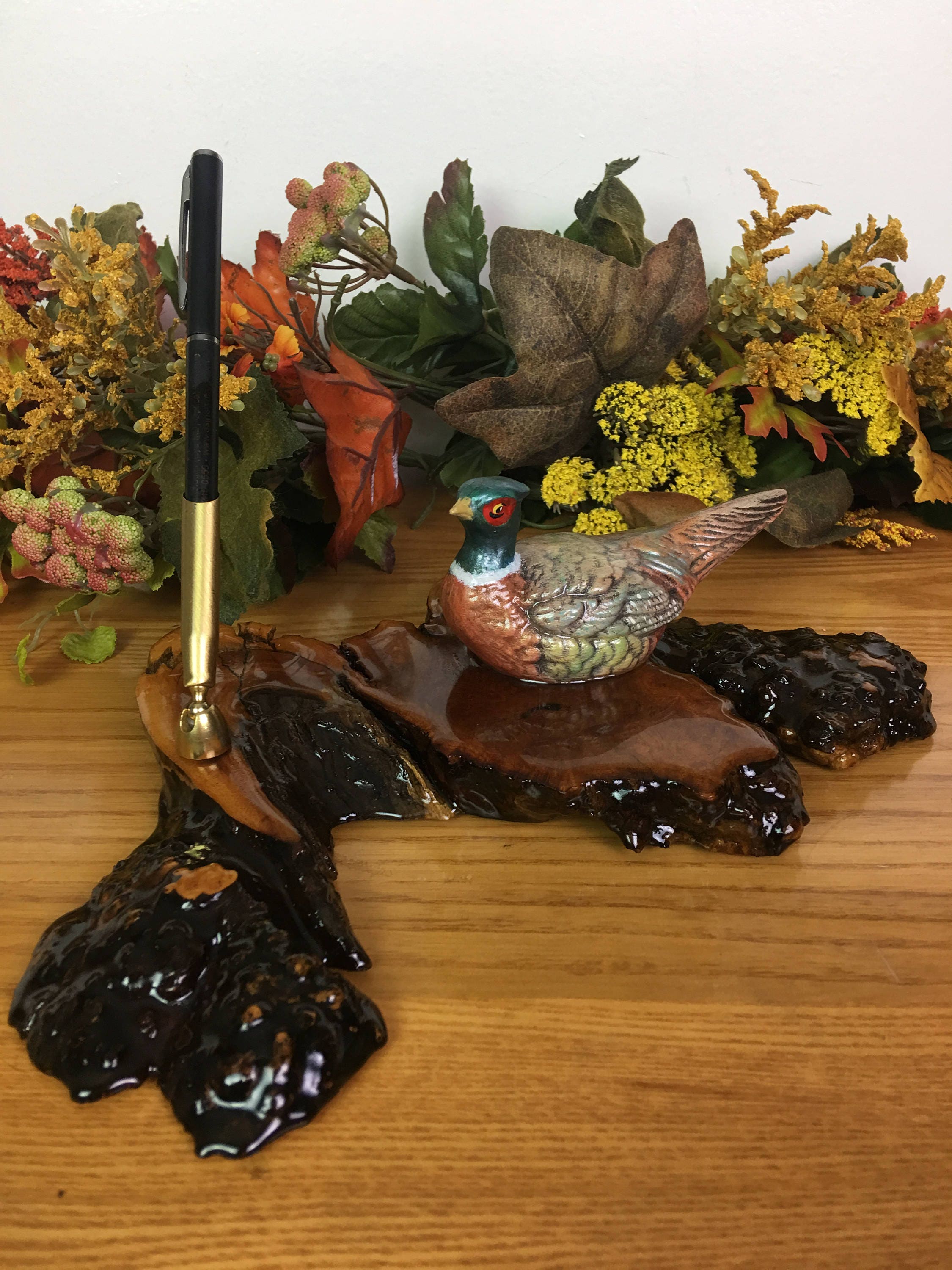 Vintage Desk Pen Holder, Wood and Resin, 1960s Etsy