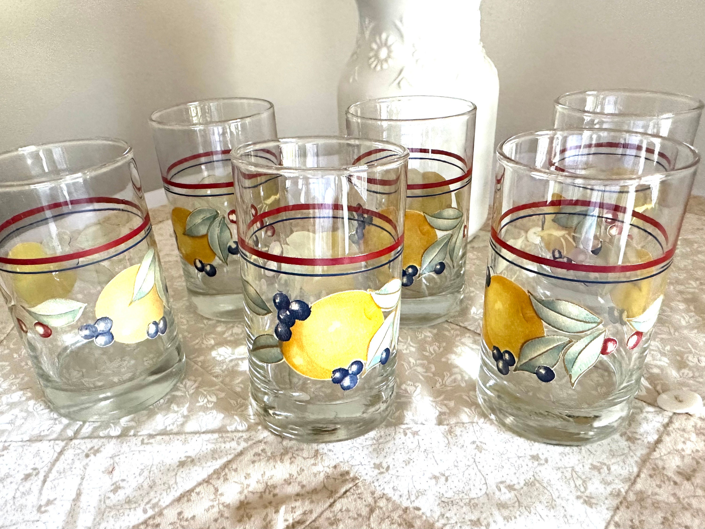 Vintage Libbey Crisa Fall Leaves 16 oz Highball Drinking Glasses