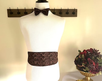 Vintage Silk Bowtie and Cummerbund Set,  Made in USA