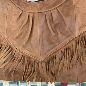 Large Brown Leather Fringe Crossbody Purse