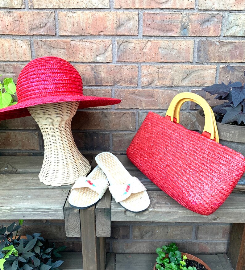 Summer Straw Hat Purse and Rice Straw Sandals Set Etsy