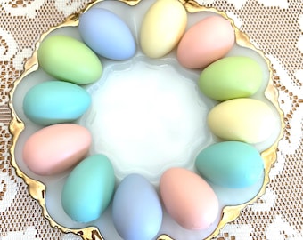 Vintage Anchor Hocking Fire King Milk Glass Egg Plate, 1950s